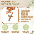Rosenkranz aus Olivenholz mit verzierten Perlen (50 cm) | Gebetskette mit Kreuz als Geschenk zur Taufe, Kommunion & Firmung