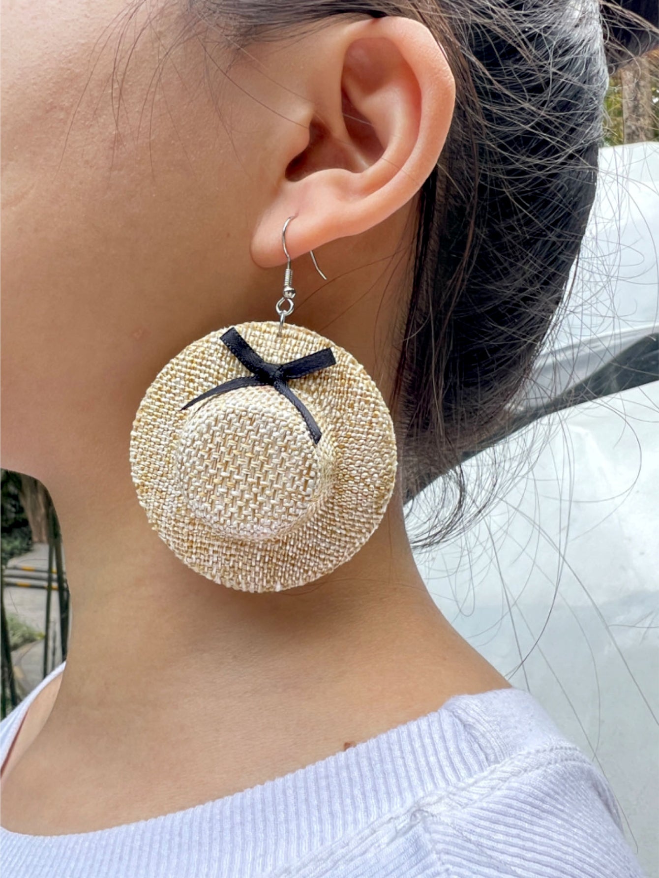 BahGems™ A pair of Fashionable European and American Creative Bow Hat Women's Earrings Suitable For Daily Wear at The Seaside and Beach Casual Earrings